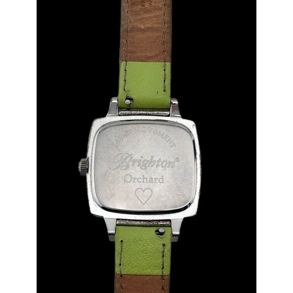 Brighton Orchard Wrist Watch Silver Case Green Leather Strap Watch New Battery - Picture 4 of 7